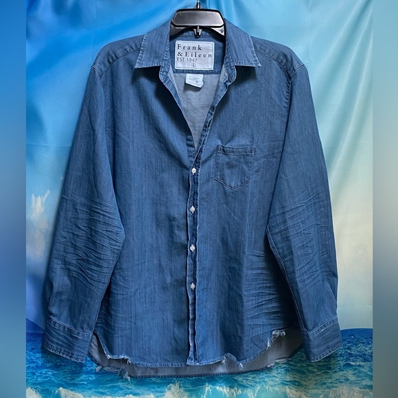 Frank&Eileen Eileen Button-Up Shirt Famous Denim Size: L Stonewashed Indigo - Picture 3 of 16